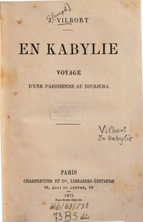 En Kabylie : Voyage d'une Parisienne Au Djurjura