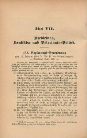 Titel VII. Medicinal-, Sanitäts- und Veterinair-Polizei