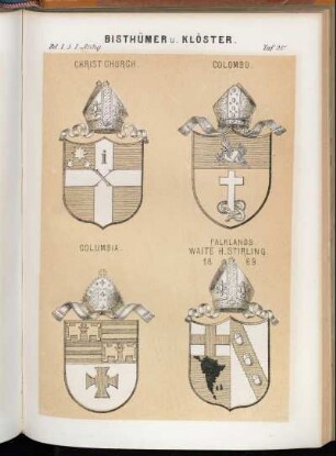 Taf. 20. Christ Church. - Colombo. - Columbia. - Falklands. Waite H. Stirling. 1869.