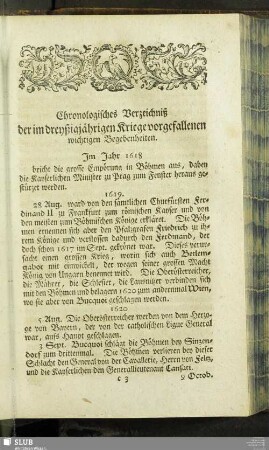 Chronologisches Verzeichniß der im dreyßigjährigen Kriege vorgefallenen wichtigen Begebenheiten