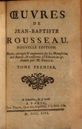 Oeuvres De Jean-Baptiste Rousseau. 1