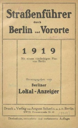 1919: Straßenführer durch Berlin und Vororte
