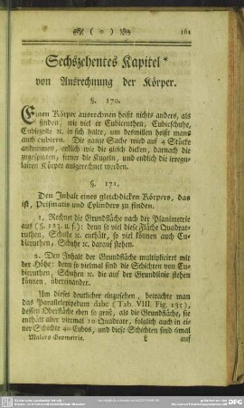 Sechszehentes Kapitel * von Ausrechnung der Körper