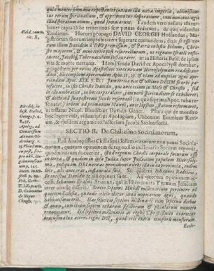 Sectio II. De Chiliasmo Socinianorum.