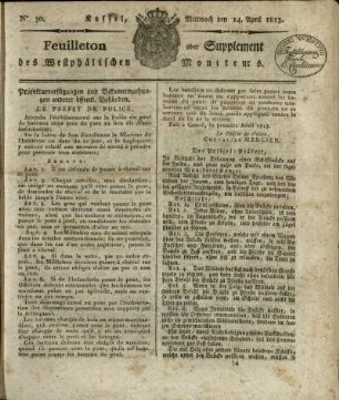 No. 30, Mittwoch den 14. April 1813