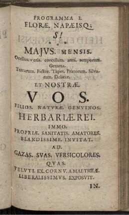 Programma I-III Artis Herbariae Amasiis ...