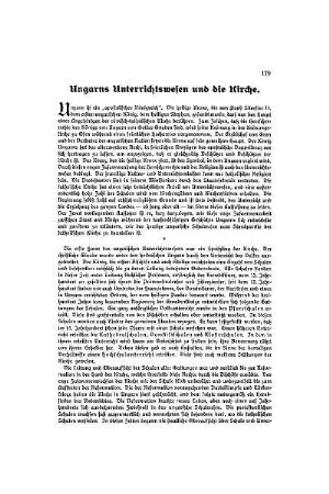 Ungarns Unterrichtswesen und die Kirche