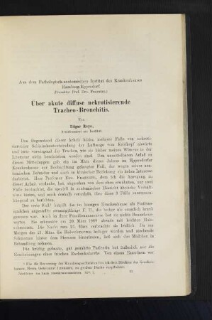 Über akute diffuse nekrotisierende Tracheo-Bronchitis.