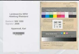 Entnazifizierung Karl Appenrodt, geb. 11.03.1899 (Steuerberater)