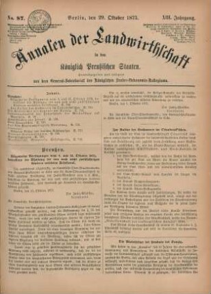 No. 87. Berlin, den 29. Oktober 1873. XIII. Jahrgang.
