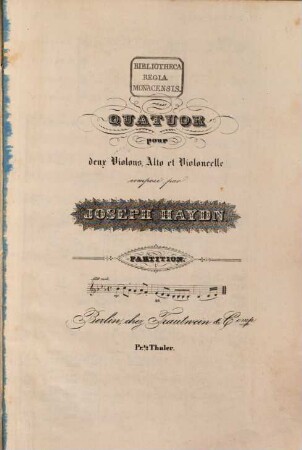 Partition des quatuors, 20. [H 3,31 ; op. 20,1]. - 18 S. - Pl.-Nr. 752