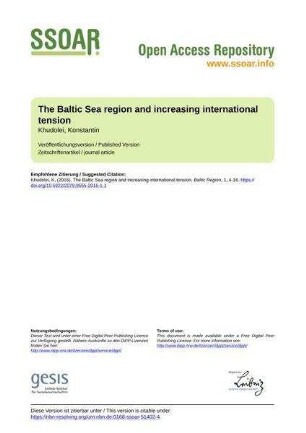 The Baltic Sea region and increasing international tension
