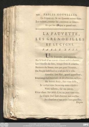 La Fauvette, Les Gernouilles Et Le Cygne. Fable XVII.