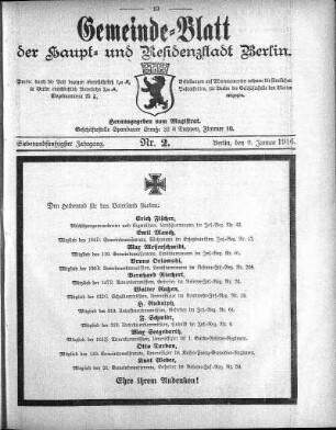 1916,9: Nr. 2, 9. Januar 1916