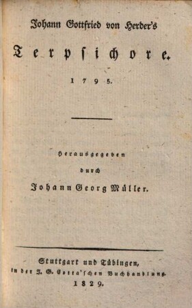 Johann Gottfried von Herder's Terpsichore : 1795