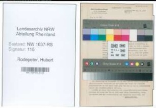 Entnazifizierung Hubert Rodepeter , geb. 10.06.1899 (Justizsekretaer)
