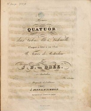 Premier quatuor : pour 2 violons, alto & violoncelle