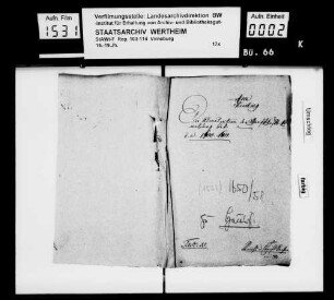 Vergabe der Grafschaft Virneburg durch Graf Friedrich Ludwig von Löwenstein-Wertheim an Hartmann Gottfried von Steinkallenfels und Ehefrau Anna von Hindersohn als Admodiation.