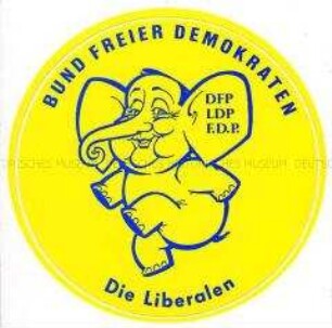 Aufkleber des Bundes Freier Demokraten zur Volkskammerwahl in der DDR im März 1990