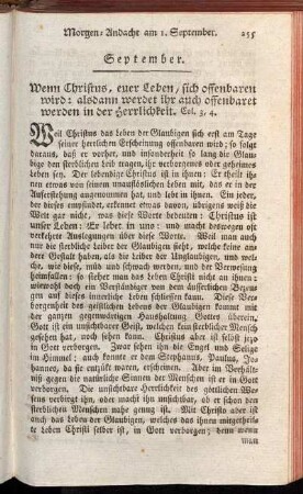 Morgen-Andacht am 1. September - Abend-Andacht am 15. September