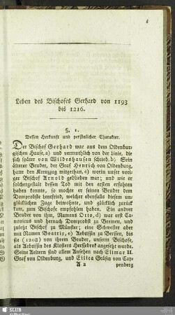 Leben des Bischofs Gerhard von 1193 bis 1216