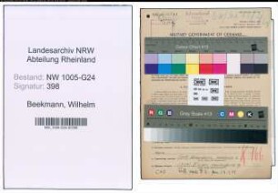 Entnazifizierung Wilhelm Beekmann , geb. 30.04.1892 (Angestellter)