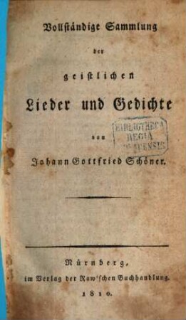 Vollständige Sammlung der geistlichen Lieder und Gedichte