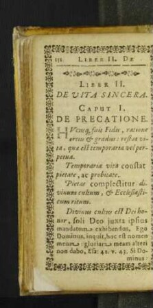 Liber II. De Vita Sincera.