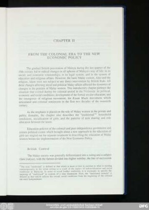 Chapter II From The Colonial Era To The New Economic Policy