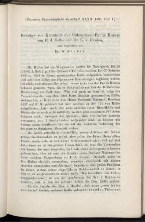 Beiträge zur Kenntniss der Coleopteren-Fauna Koreas von H. J. Kolbe und Dr. L. v. Heyden,