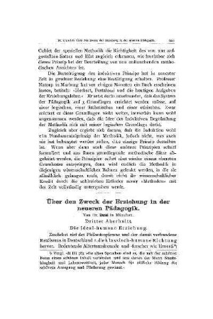 Über den Zweck der Erziehung in der neueren Pädagogik
