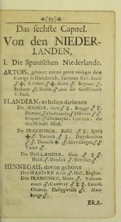 Das sechste Capitel. Von den Niederlanden