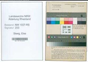 Entnazifizierung Else Steeg , geb. 23.05.1891 (Lehrerin)