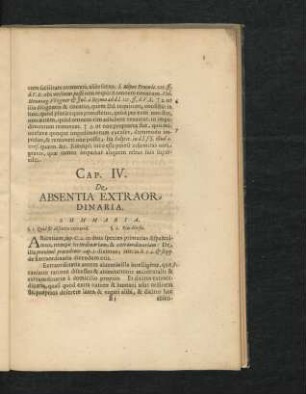 Cap. IV. De Absentia Extraordinaria.