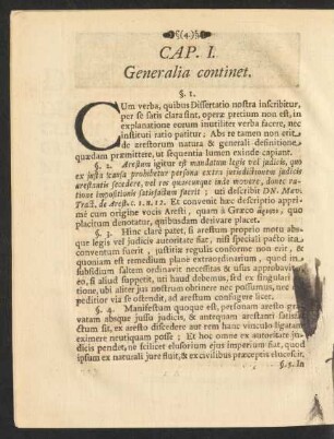 Cap. I. Generalia continet.