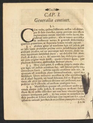 Cap. I. Generalia continet.