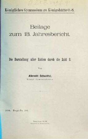 Die Darstellung aller Zahlen durch die Zahl 3
