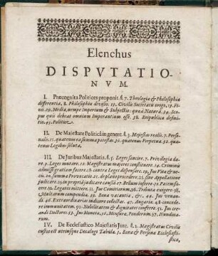 Elenchus Disputationum.