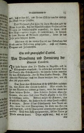 Ein und zwanzigstes Capitel. Von Bewafnung und Formirung der schweren Cavalerie.