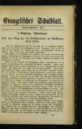¬Das¬ neue Gesetz für das Volksschulwesen im Großherzogthum Hessen