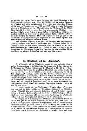 Die Mittelschule und das "Einjährige"