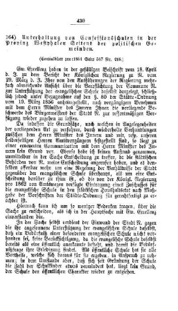 Unterhaltung von Confessionsschulen in der Provinz Westphalen Seitens der politischen Gemeinden : [V. Elementarschulwesen]