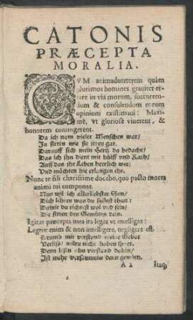 Catonis Praecepta Moralia.