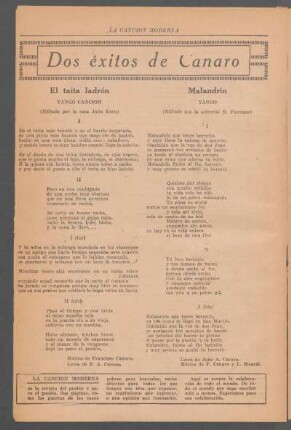 El taita ladrón : Tango canción. (Editado por la casa Julio Korn)