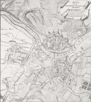 Plan von der Churfürstl. Saechsische Residenz Dresden nebst den übrigen Vorstaedten (1:8 300)