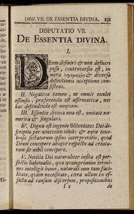 Disputatio VII. De Essentia Divina