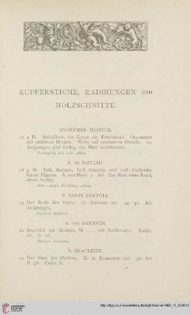 Kupferstiche, Radirungen und Holzschnitte (Nr. 17 - 111)