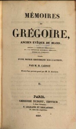 Mémoires de Grégoire, ancien évêque de Blois. 2