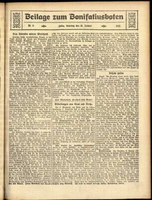 Zweite Ausgabe vom Sonntag, den 21. Januar 1912.