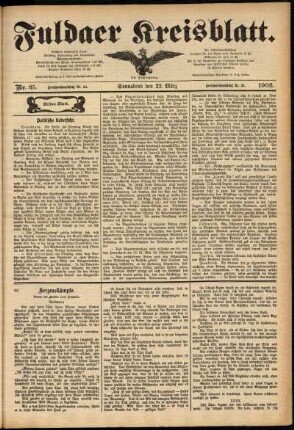 Erste Ausgabe vom Samstag, den 22. März 1902.